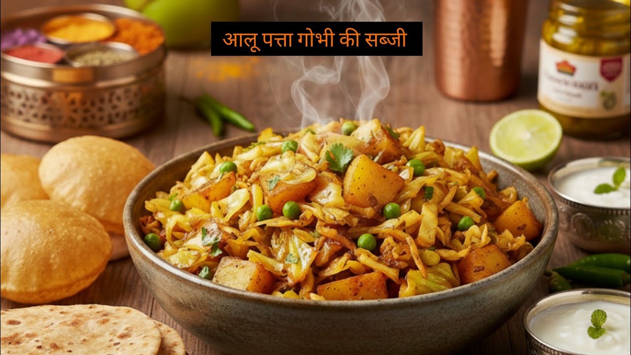 बिना लहसुन प्याज की आलू पत्ता गोभी की सब्जी ।Aloo Patta Gobhi Sabzi |
