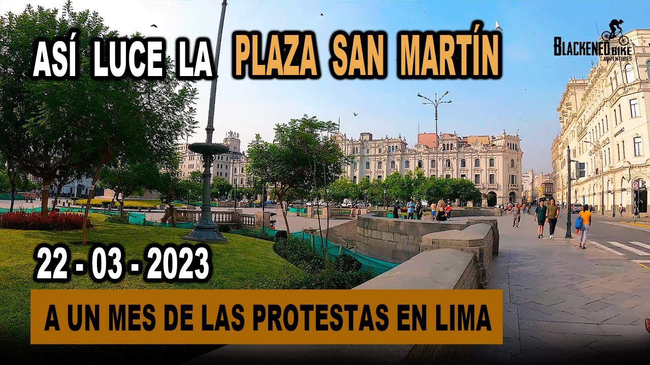 ASÍ LUCE LA PLAZA SAN MARTÍN A MÁS DE UN MES DE LAS PROTESTAS EN LIMA. (LIMA - PERÚ) MARZO 2023