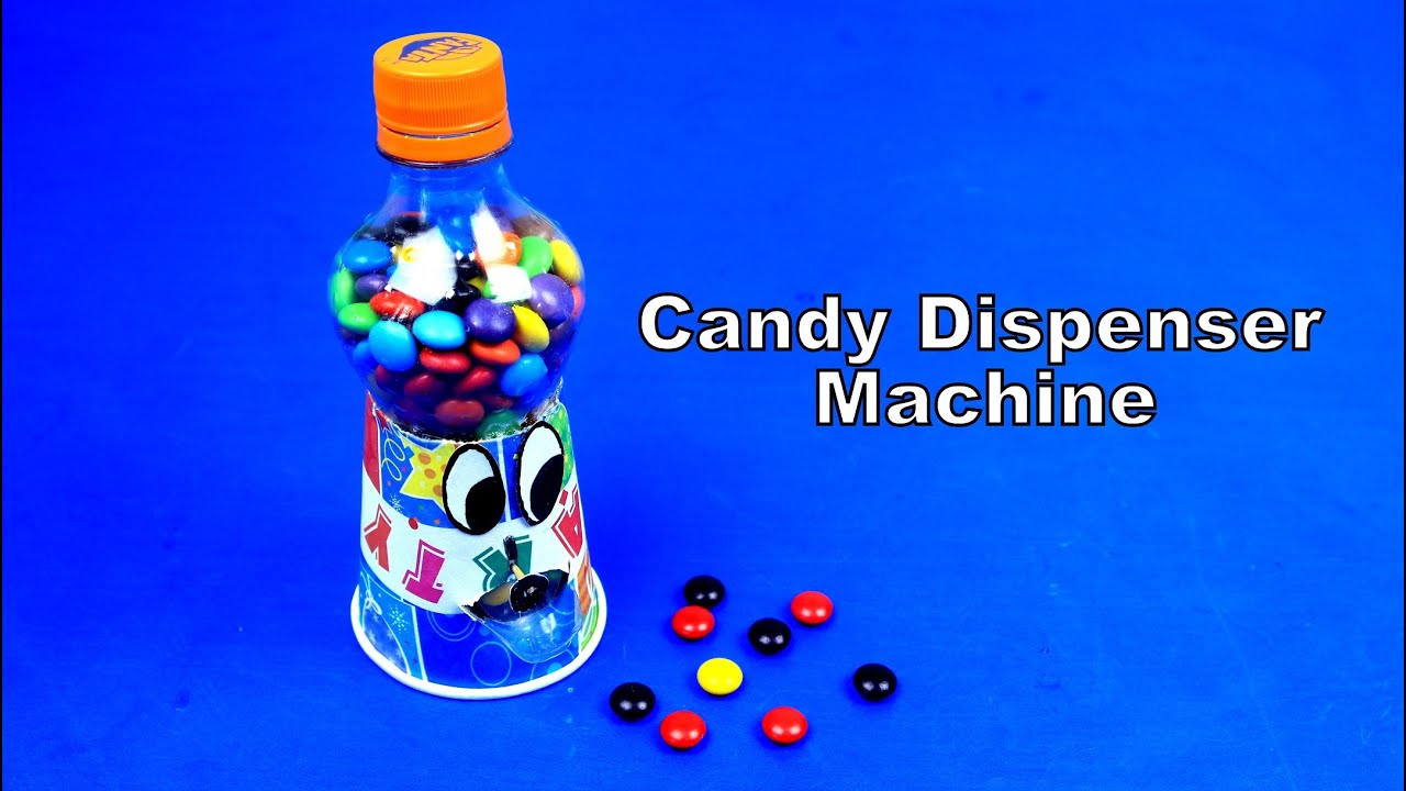 How to make Gumball Candy Dispenser Machine from PLASTIC BOTTLE DIY Mini Candy Machine at Home