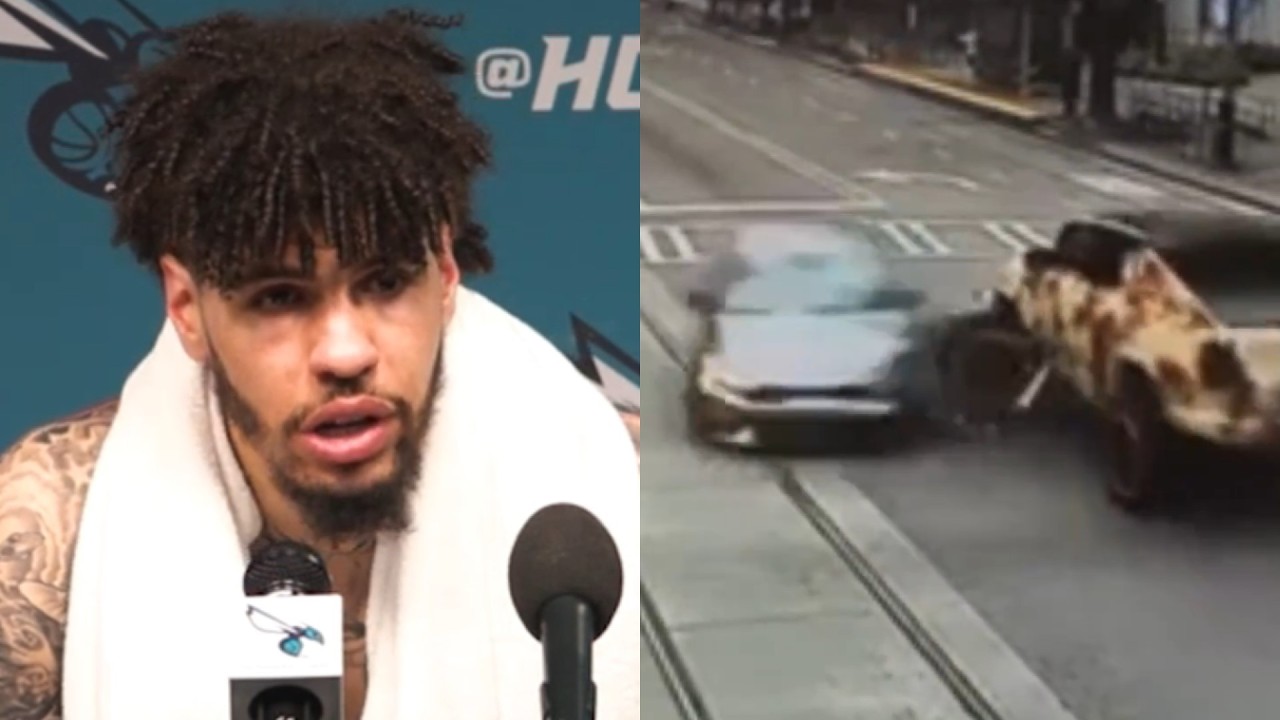 LaMelo Ball gets asked about recent car crash in Charlotte 😬