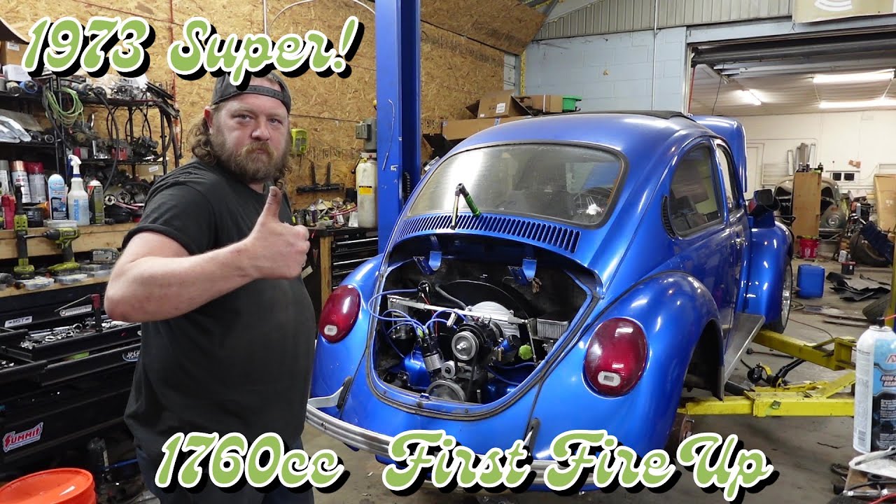 1973 VW Super Beetle 1760 CC Revival Exhaust Dual 40s Fuel System And  First Fire Up