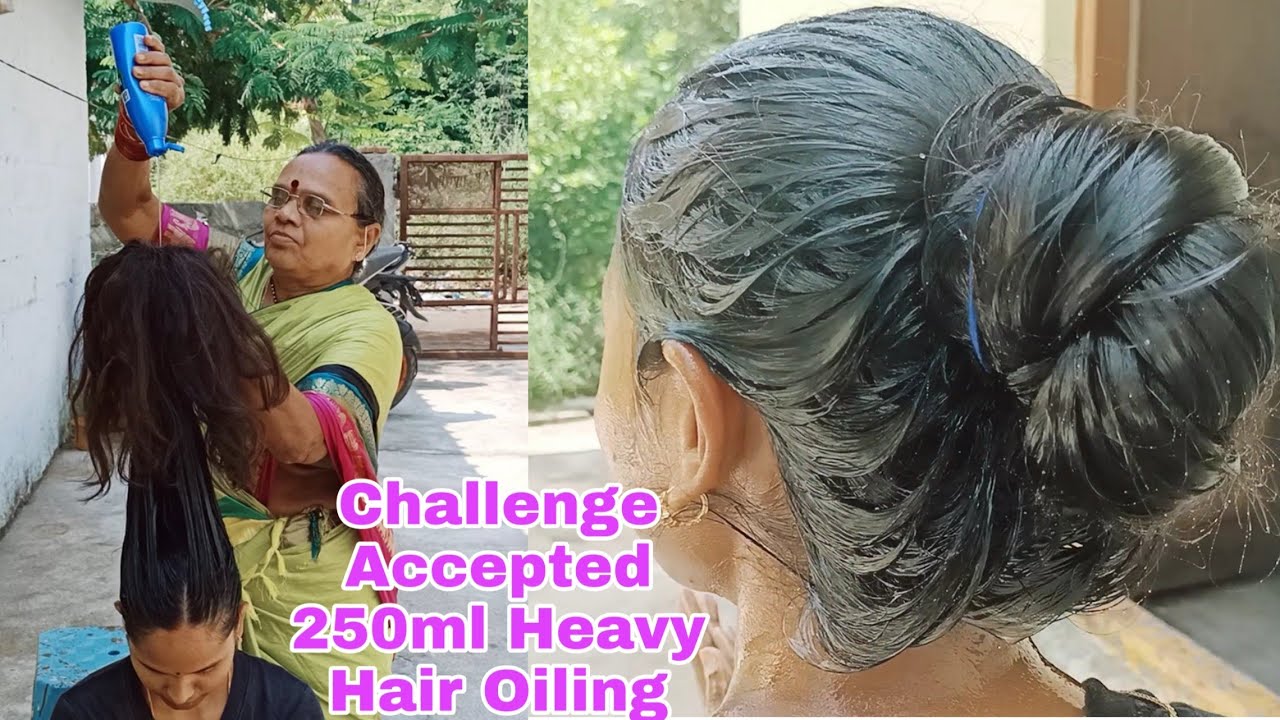 ASMR | 250ml parachute coconut heavy hair oiling Challenge | my long hair fully dunked in oil