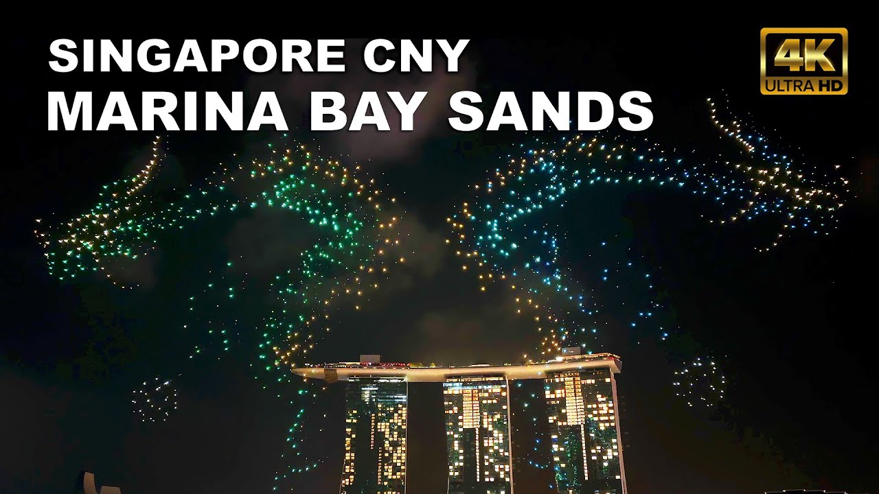 Marina Bay Sands Singapore | Legend of the Dragon Gate Drone Show | Singapore Chinese New Year