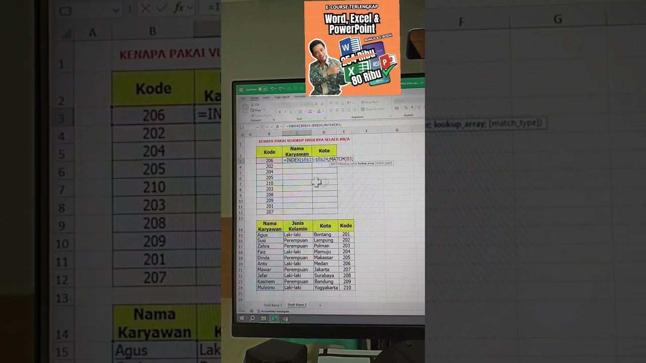 Cara Menggunakan Rumus INDEX MATCH #indexmatch #tutorialexcel #excelindonesia #belajarexcel #excel