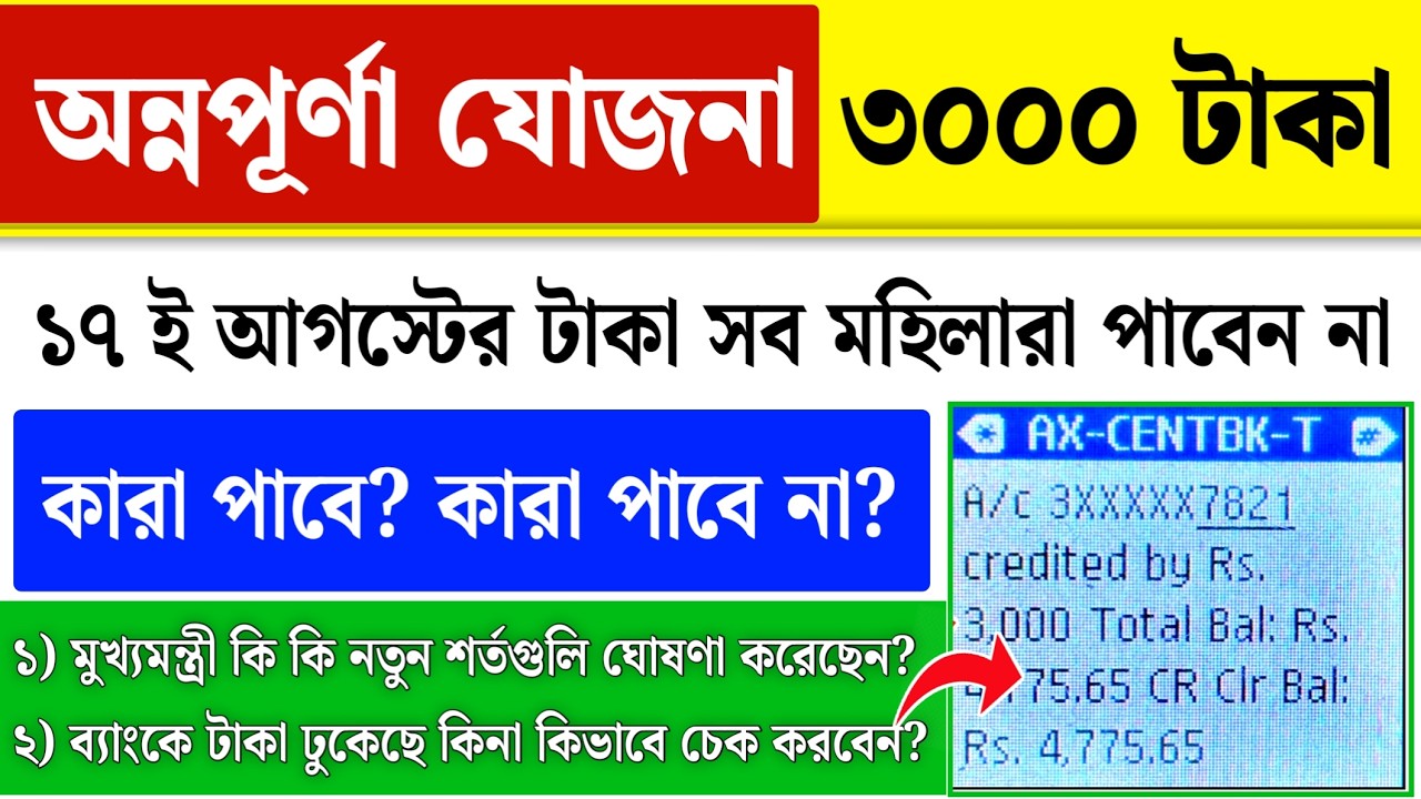 Annapurna Yojana 17 August Update| Annapurna Yojana Status Check| Annapurna Payment