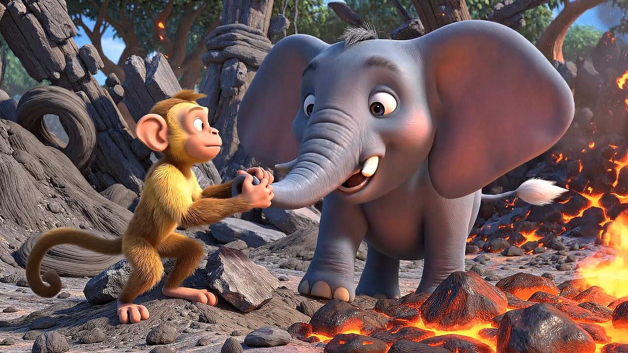 Monkey Funny  Baby Elephant Rescue in the Night