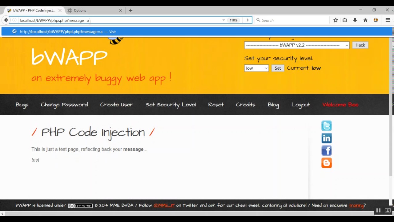 bWAPP  Lesson-6 php code injection