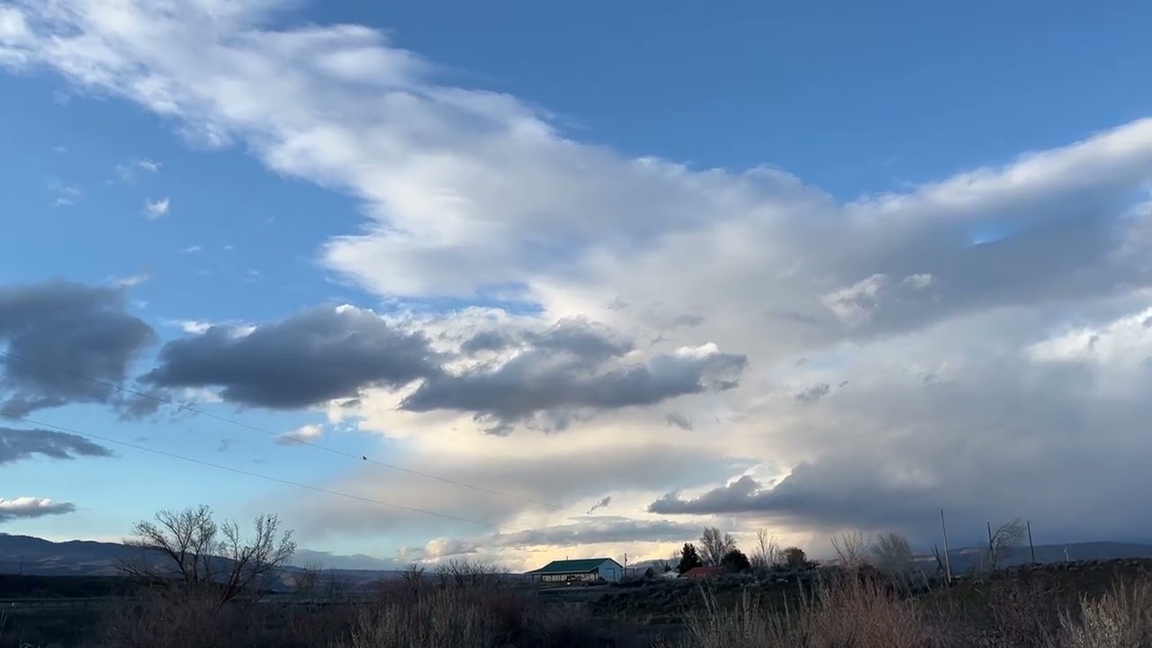 Clouds at Sunset in a Blue Sky #clouds #sunset #snowymountains #asmr #peacefulvibes 