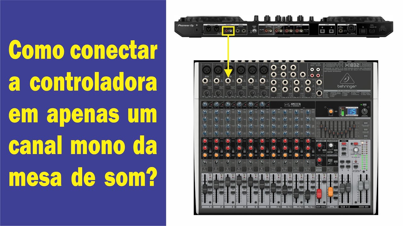 Como ligar a controladora em apenas um canal na mesa de som.