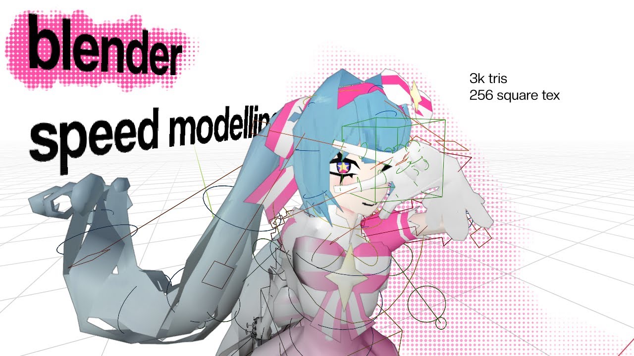 miku low poly 3D speed modelling - blender