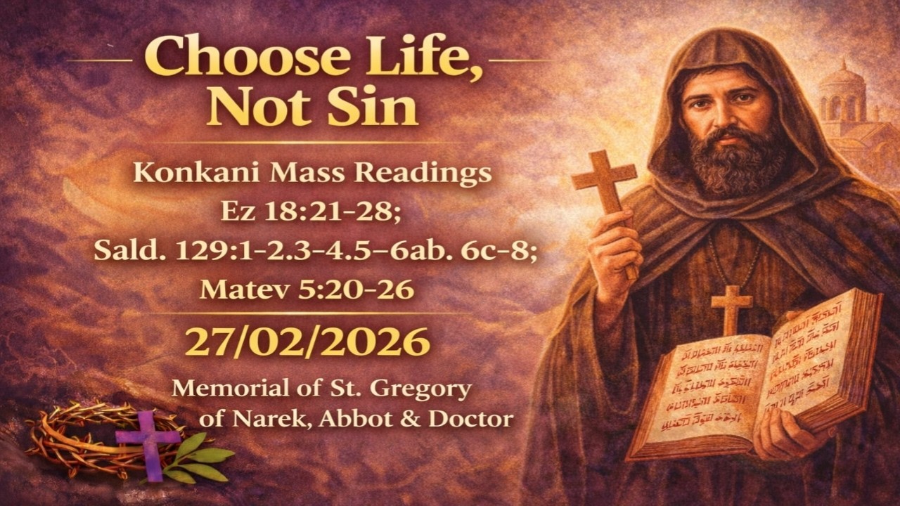 Today's catholic mass readings and gospel reflection, friday. 27, february 2026| Goan Konkani