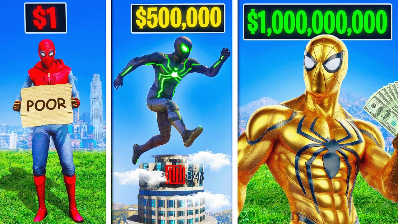 $1 to $1,000,000,000 SPIDERMAN In GTA 5!