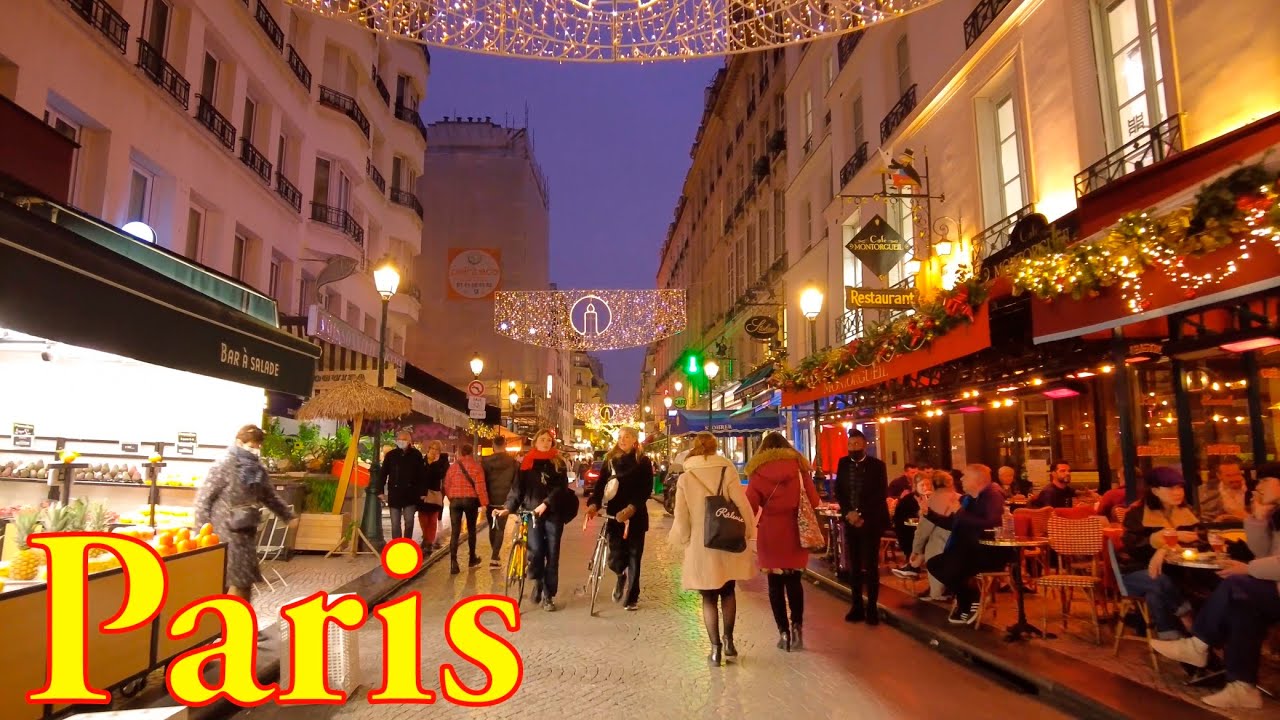 Paris, France 🇫🇷 - Paris Christmas Walk 2021 4K | Paris Night Walk 4K | Paris 4K | A Walk In Paris