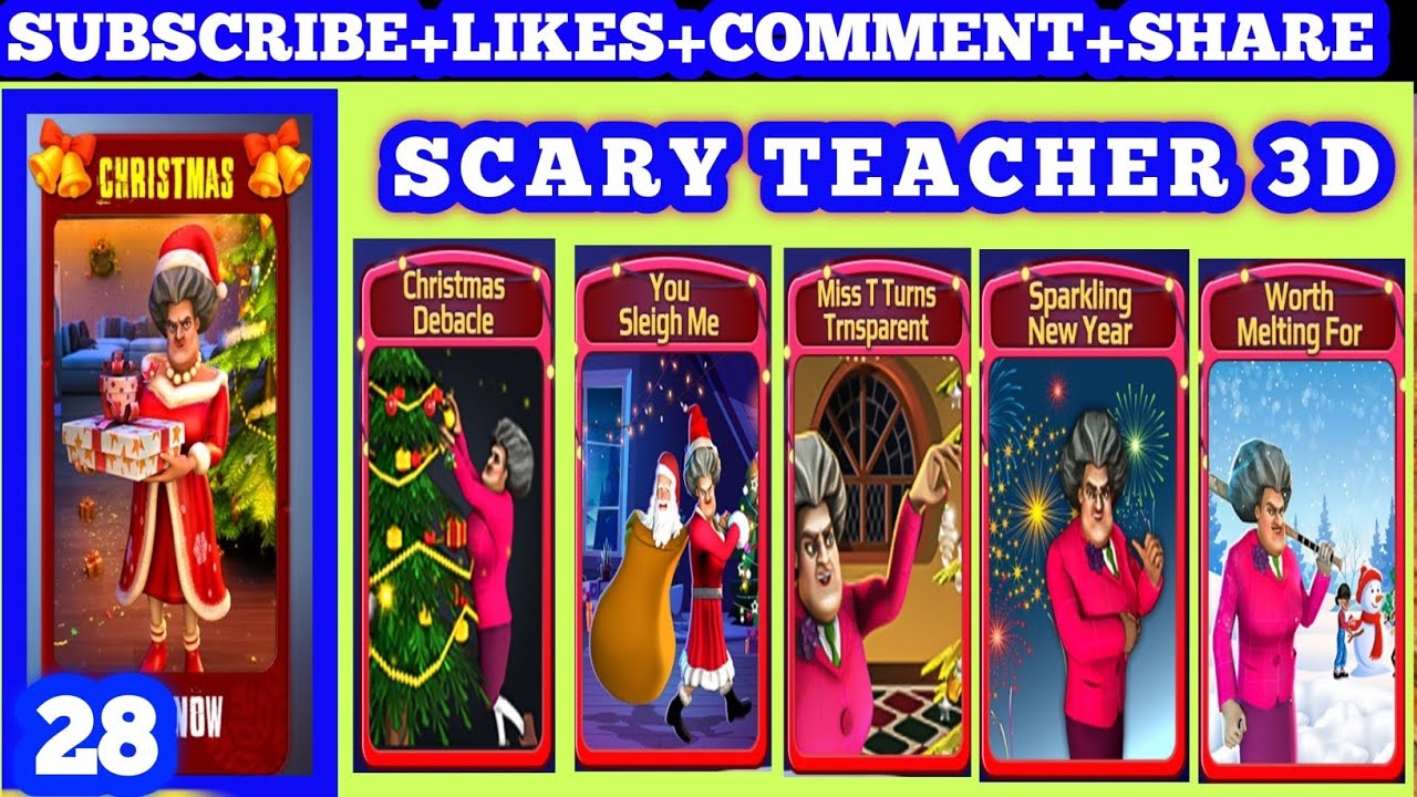 Scary Teacher 3D- Walkthrough Gameplay - Special Chapter 5 Christmas Edition - Complete All Level#28