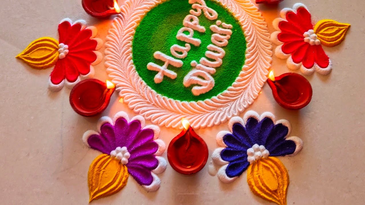 New Diya rangoli for Diwali 🪔🪔. simple Diwali rangoli 🎇. Easy rangoli design. Rangoli designs.