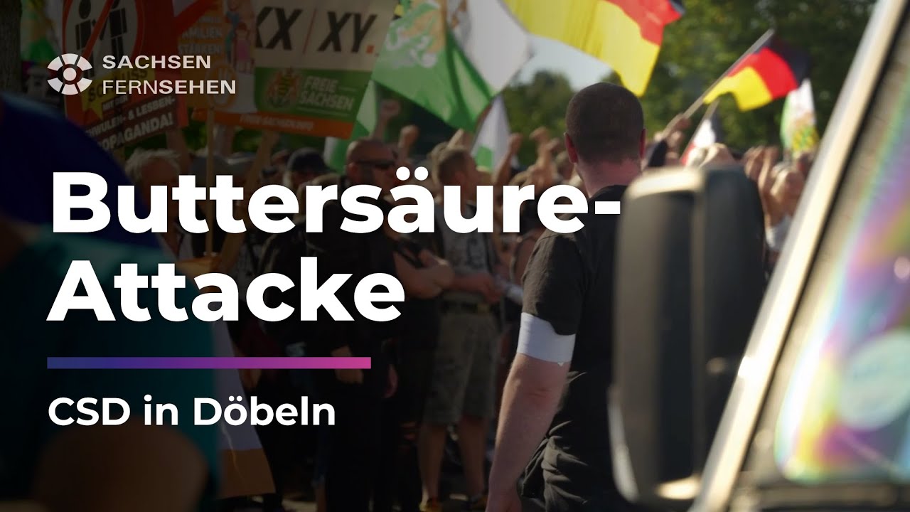 BUTTERS&Auml;URE-ANGRIFF auf CSD-Demo in D&ouml;beln I Sachsen Fernsehen