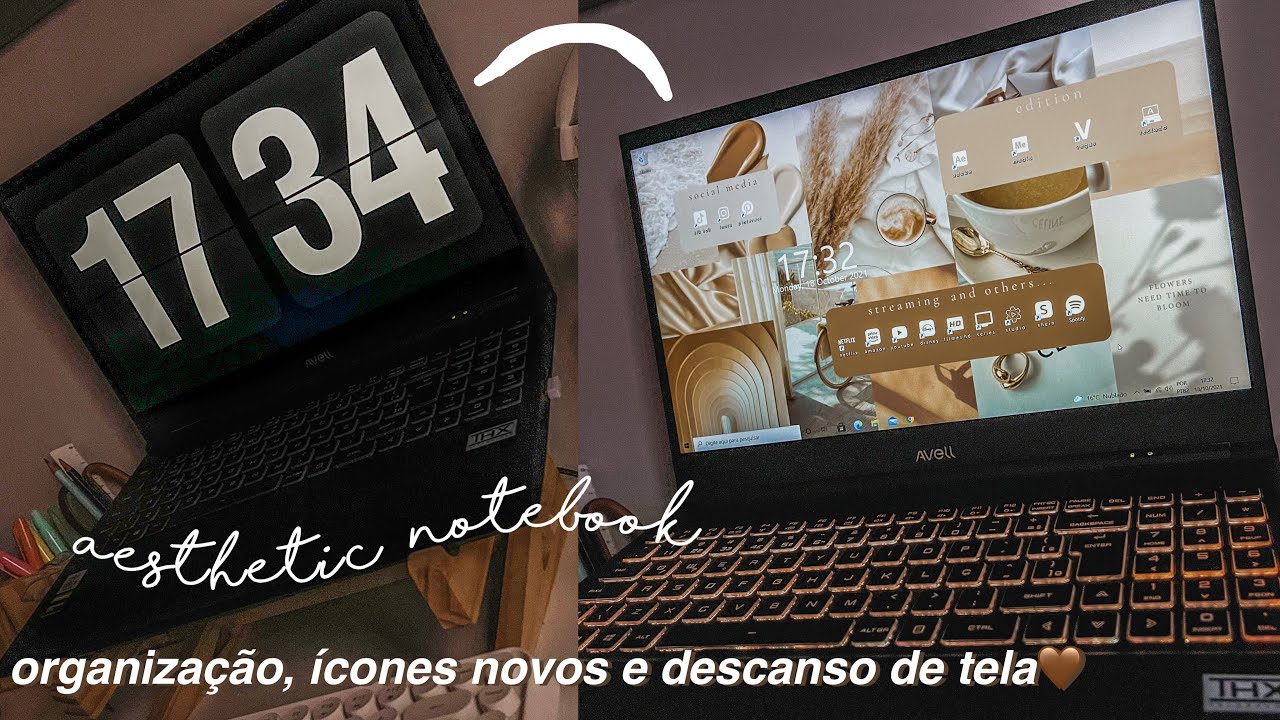 notebook aesthetic✨ - organização, como mudar ícones e tela de descanso pinterest