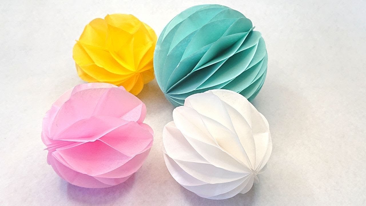 【ハニカムボール】折り紙やお花がみでハニカムボールの簡単で基本的な作り方／craft OKUYA