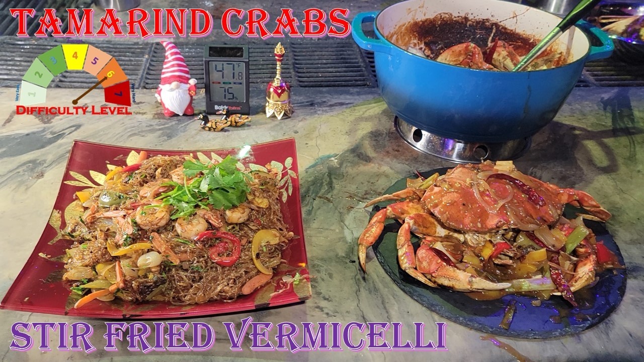 Outdoor Night Times Cooking Vietnamese Tamarind Crabs & Stir Fried Vermicelli with Recipes