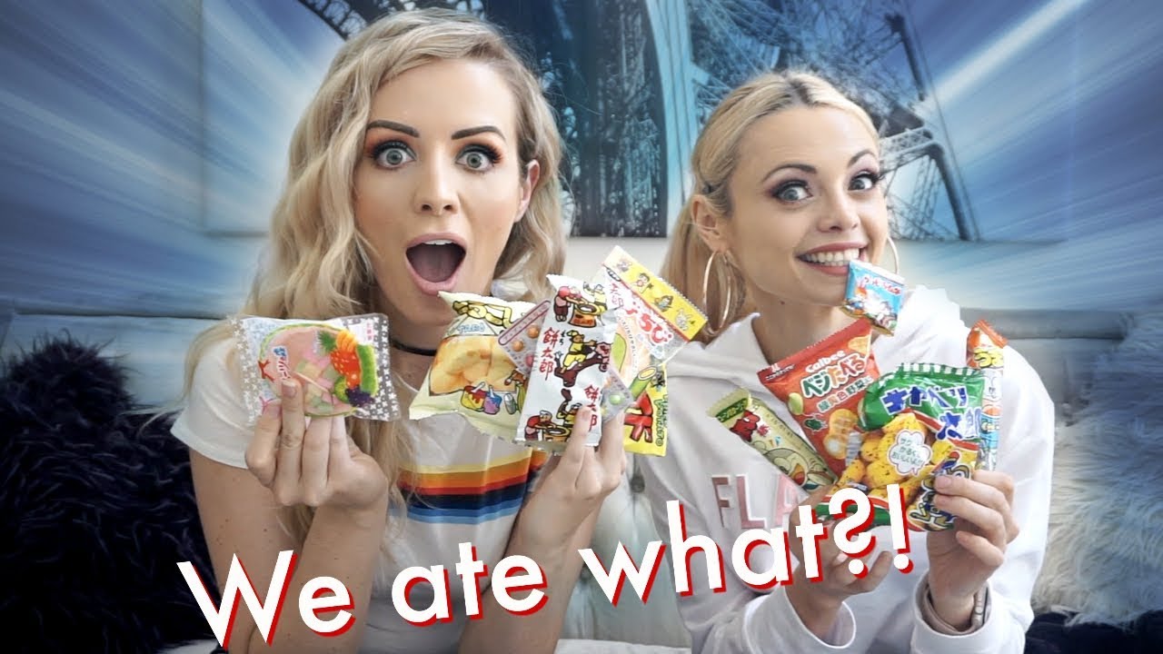 TWO BLONDES TRYING JAPANESE SNACKS! | Annelise Jr & Katja Glieson
