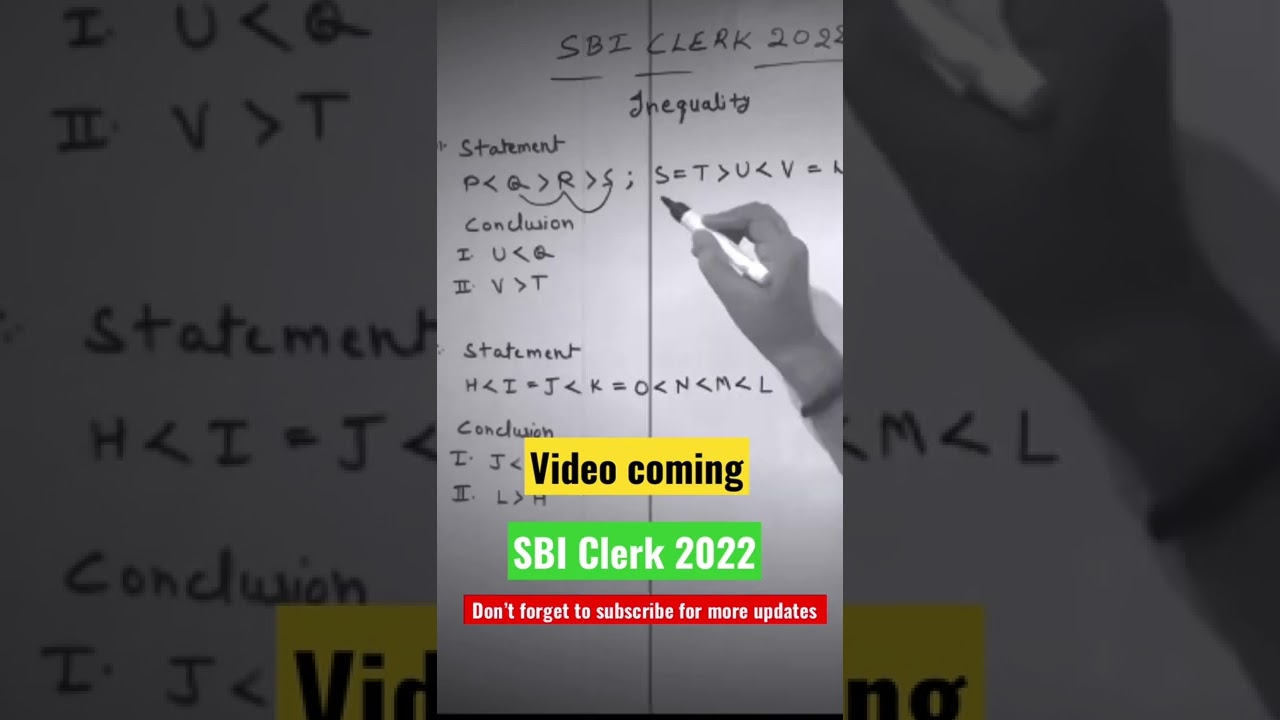 SBI clerk 2022 | speed reasoning | inequality
