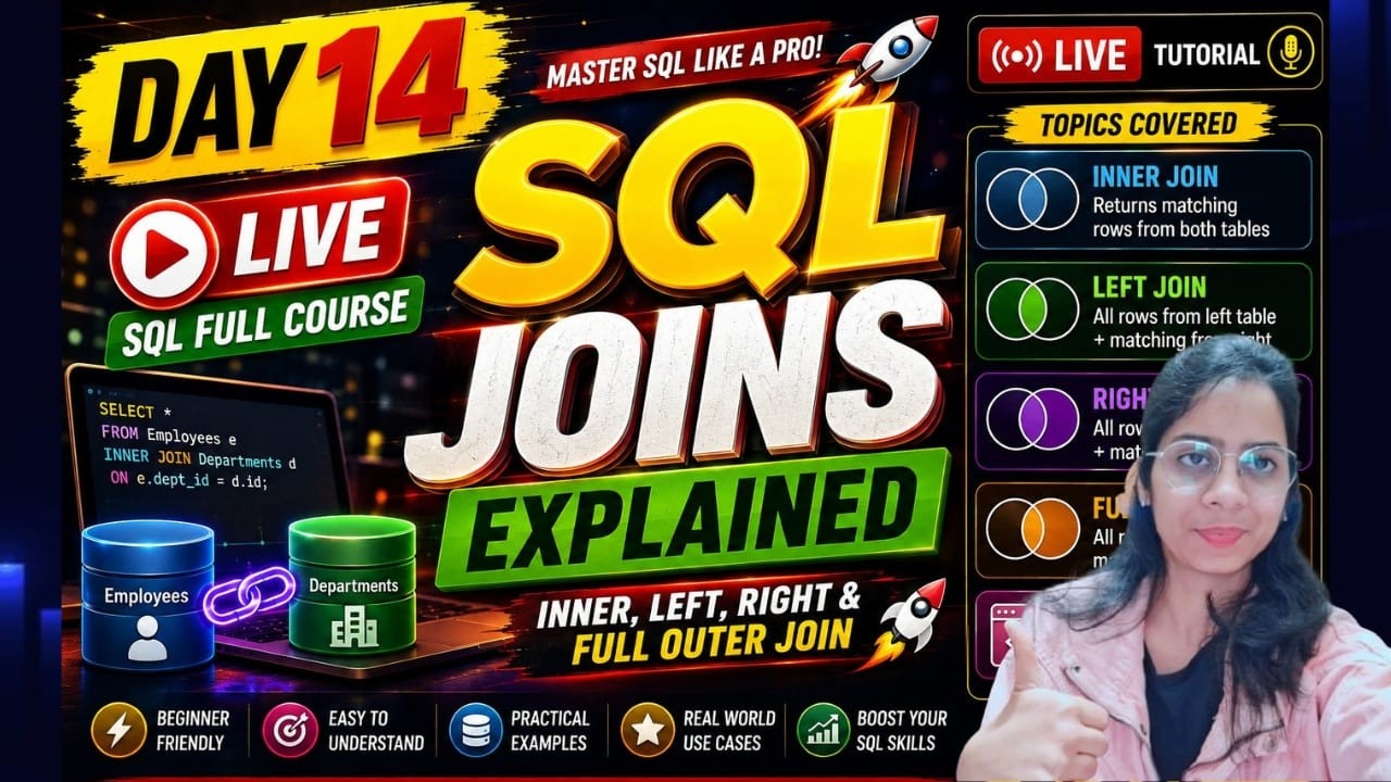 Day 14: Mastering SQL Basics to Advanced | LIVE Tutorial | AI Coder - Khushboo