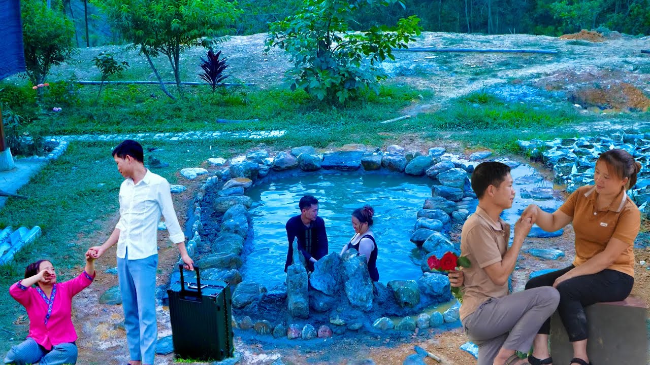 Building a Swimming Pool with Stone Streams and Waterfalls in the Forest - Farm Revival Day 90