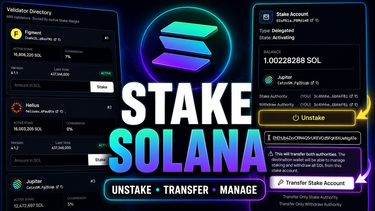 How to Stake Solana (SOL) | Unstake, Transfer & Manage Native Stake Accounts - Phantom