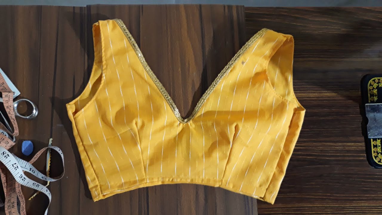 Deep Neck Blouse Cutting And Stitching | V Neck | 30 And 32 Bust Size