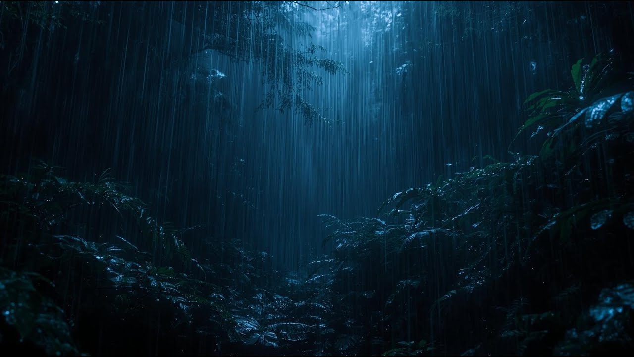 Heavy Night Rain for Deep Sleep & Stress Relief