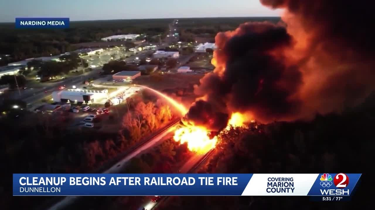 CSX begins cleaning up railroad tie fire site in Dunnellon