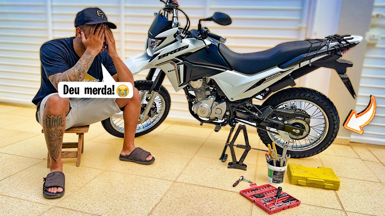 DEU RUIM NA BROS 160 0KM 2023 COM KIT RELAÇÃO PINHÃO 15 COROA 44