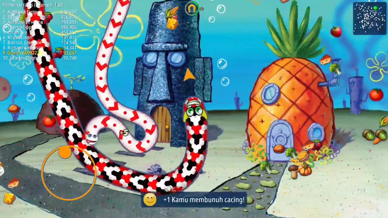 CACING TIKTOK LARI LARIAN DI DEPAN RUMAH SPONGEBOB PATRIK DAN SQUIDWARD | WORMSZONE.IO
