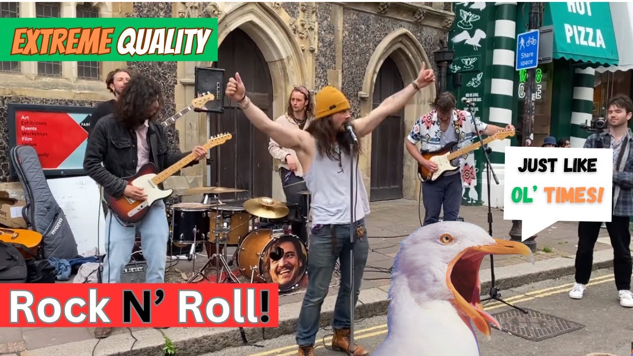 Exceptional Rock Quality! All The Way to the Top is a song by Irish band Ol' Times busking.