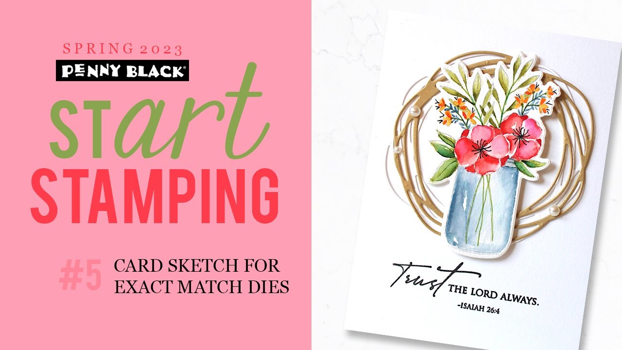 Easy-Peasy Card Sketch for your Exact Match Stamps and Dies | stART stamping video series | 5/10