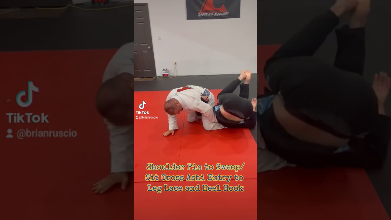 Shoulder Pin Sweep to Sit and Cross Ashi to Leg Lace and Heel Hook