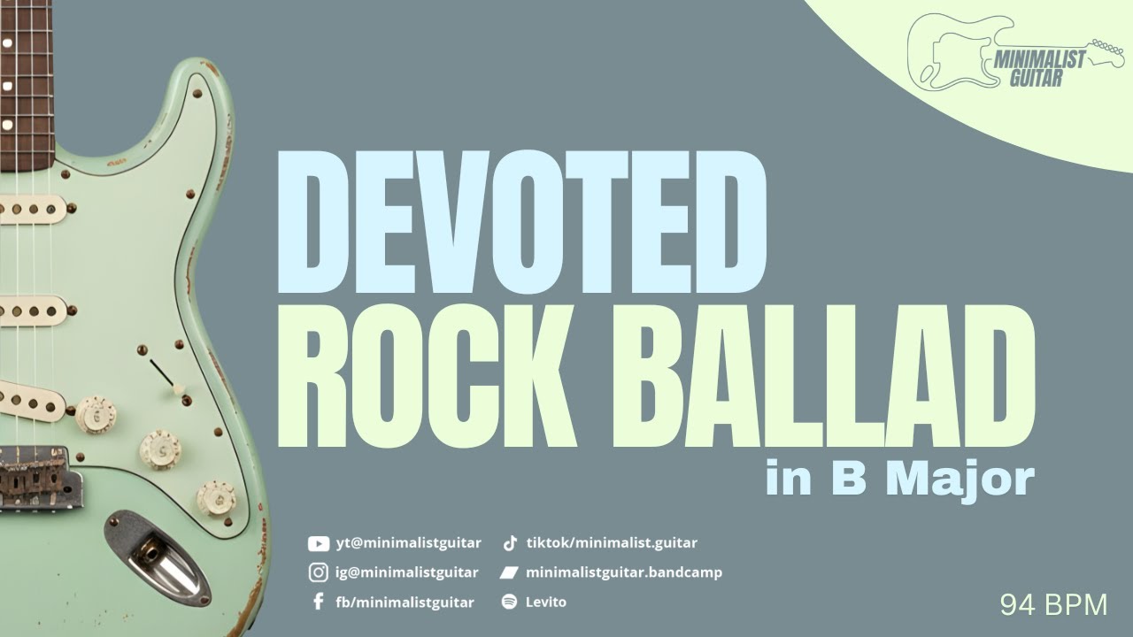 Devoted Rock Ballad l Guitar Backing Track in B Major | 94 BPM