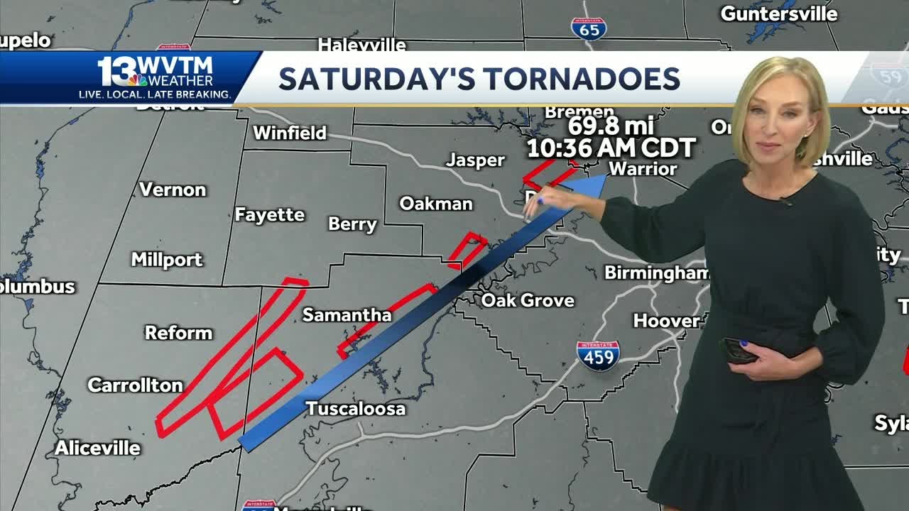 The weather turns much cooler for Alabama in the wake of Saturday's tornadoes