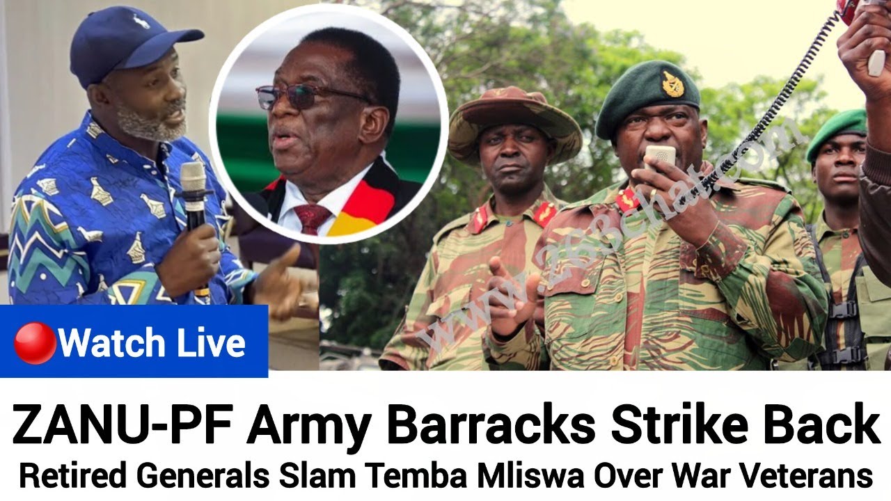 Watch Live ZANUPF Army Barracks Strike Back – Retired Generals Slam Temba Mliswa Over War Veterans