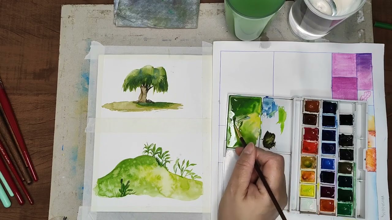 Vegetação usando a textura do refluxo da água.