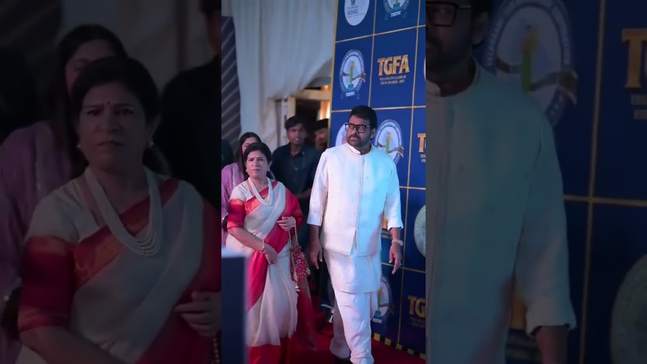 Mega Star KChiru  garu, along with his family, attended the #TelanganaGaddarFilmAwards event. 🤩