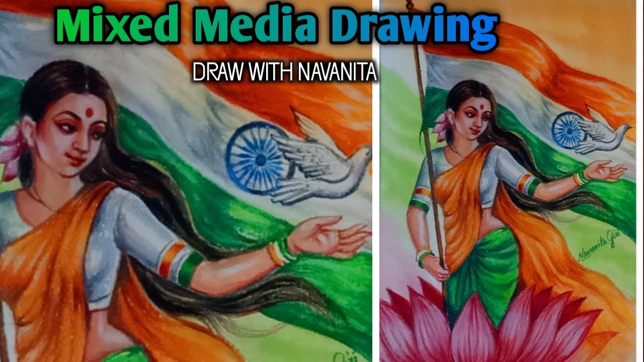 Independence day drawing /Independence day special drawing/MIXED MEDIA DRAWNG