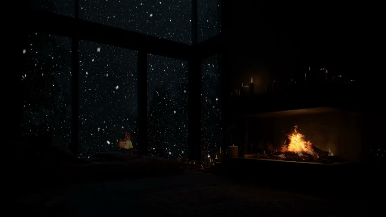 Cozy Winter Serenity ❄️ Fireplace Glow & Snowy Landscape  Relax & Unwind