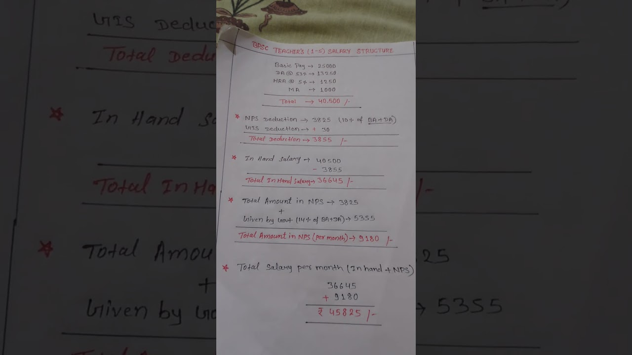 BPSC Teacher's (1-5) salary structure 😊 #governmentjobs #bihar #motivation #exam #shortvideo