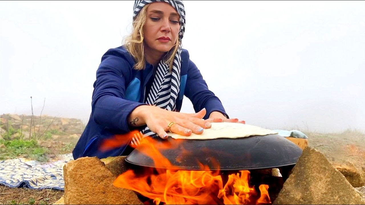 How To Baking Bread On Fire | Persian Omelette Tomato Recipe | Country Life Vlog
