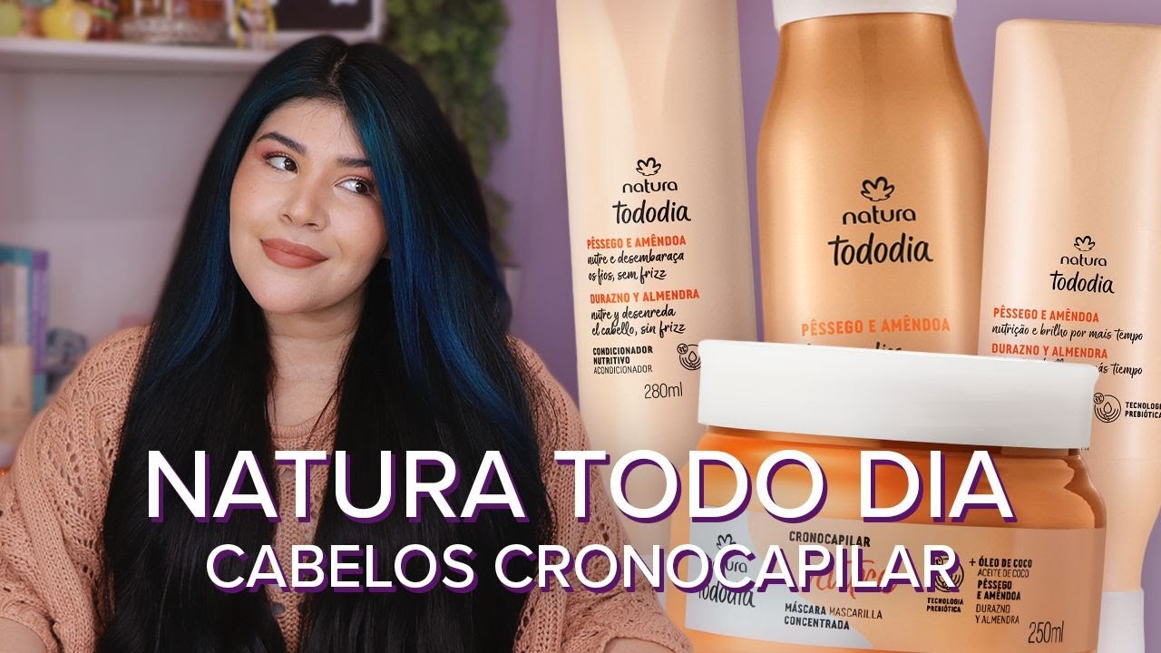 🍑 NATURA TODODIA CABELOS CRONOCAPILAR: Nutrição Óleo de Coco, Pêssego e Amêndoas [Vegano]