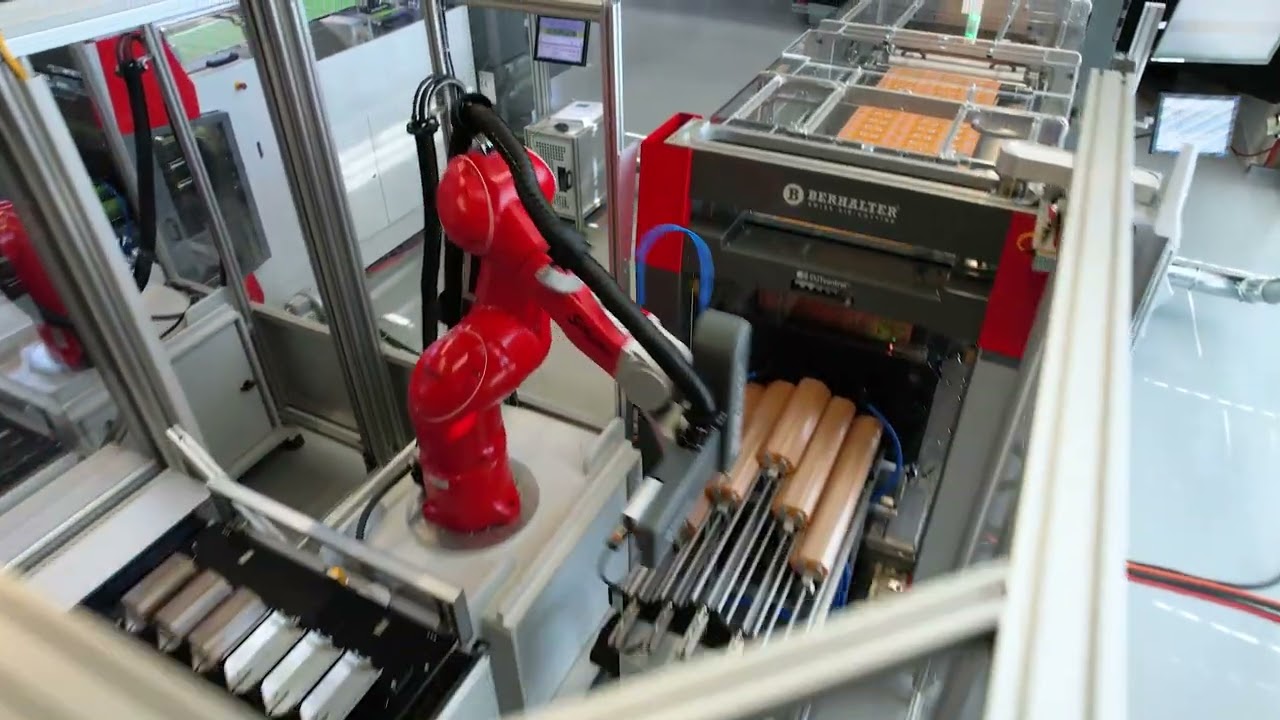 Two BERHALTER Swiss Die Cutters™ B6 with two BEAMstack™ Robot   BERHALTER Swiss Die Cutting