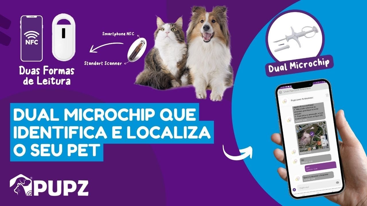 Dual Microchip O Único que Identifica e Envia a Localização do seu Pet