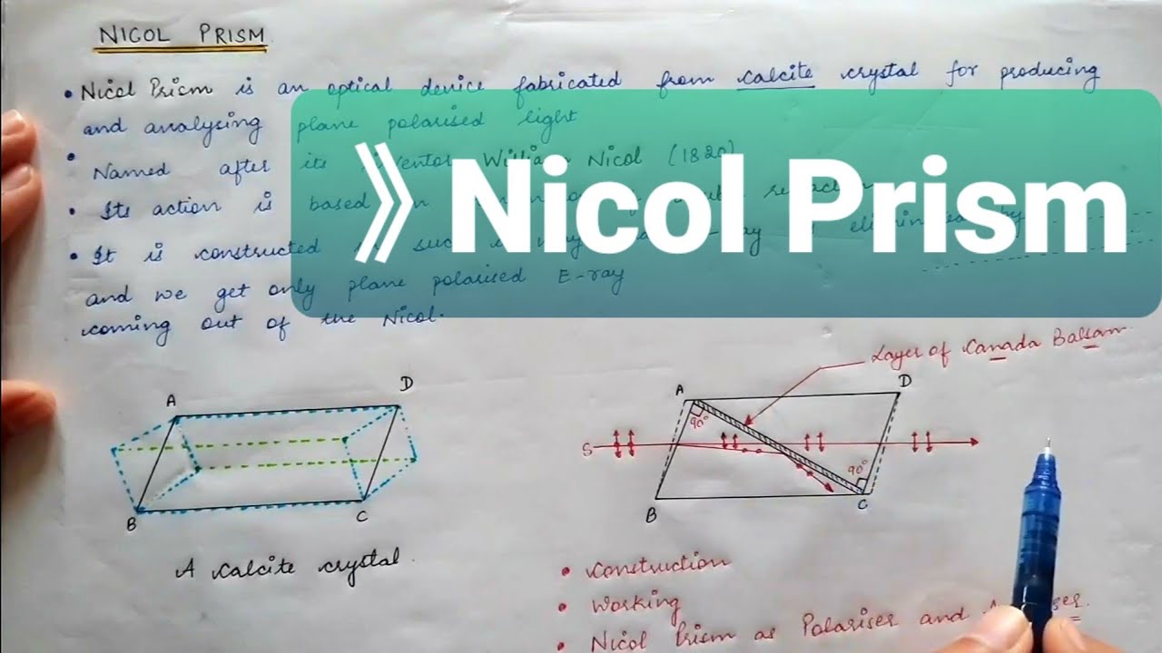 Lecture 54 | 3rd Semester | Nicol Prism| Optic Axis | Principal Section| Construction of Nicol Prism