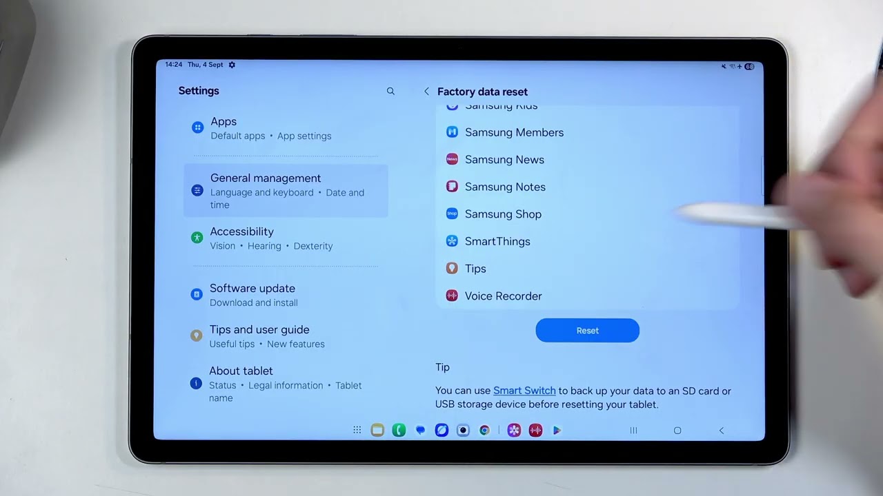 SAMSUNG Galaxy Tab S10 Lite 5G – Factory Reset Through Settings